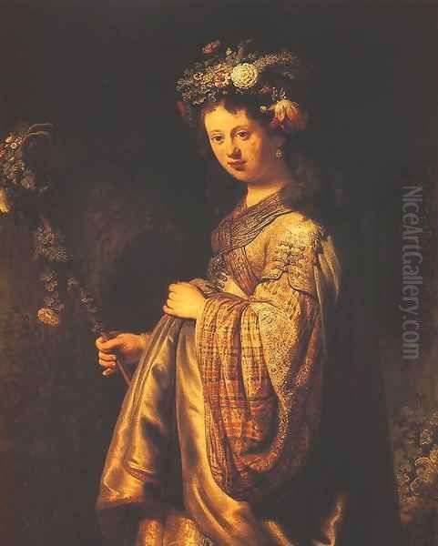 Saskia or Flora Oil Painting by Harmenszoon van Rijn Rembrandt