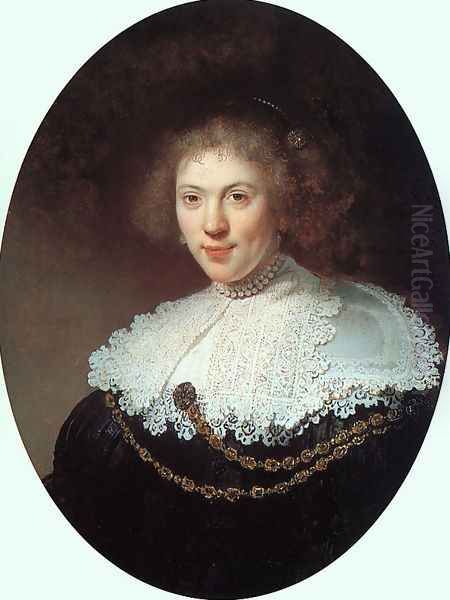 Woman Wearing a Gold Chain 1634 Oil Painting by Harmenszoon van Rijn Rembrandt