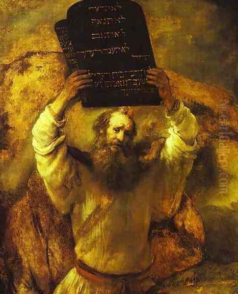 Moses Smashing the Tables of the Law Oil Painting by Harmenszoon van Rijn Rembrandt
