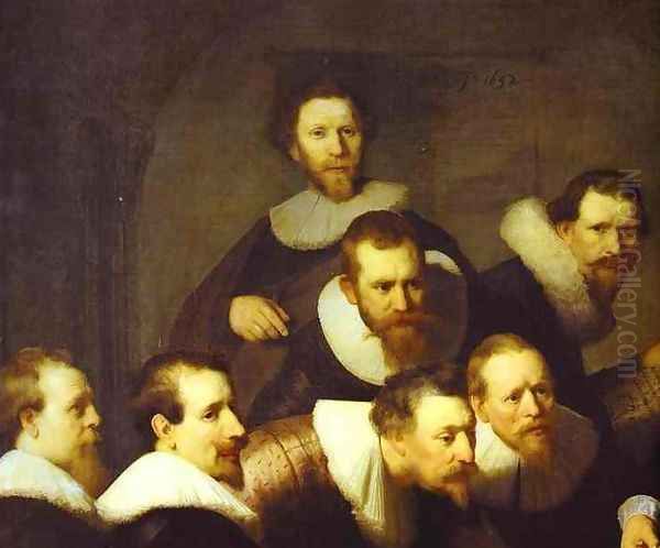 Doctor Nicolaes Tulp's Demonstration of the Anatomy of the Arm. Detail Oil Painting by Harmenszoon van Rijn Rembrandt