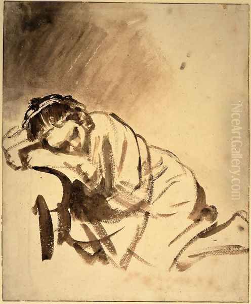 Hendrickje sleeping Oil Painting by Harmenszoon van Rijn Rembrandt
