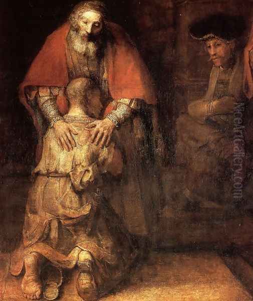 The Return of the Prodigal Son (detail -1) c. 1669 Oil Painting by Harmenszoon van Rijn Rembrandt