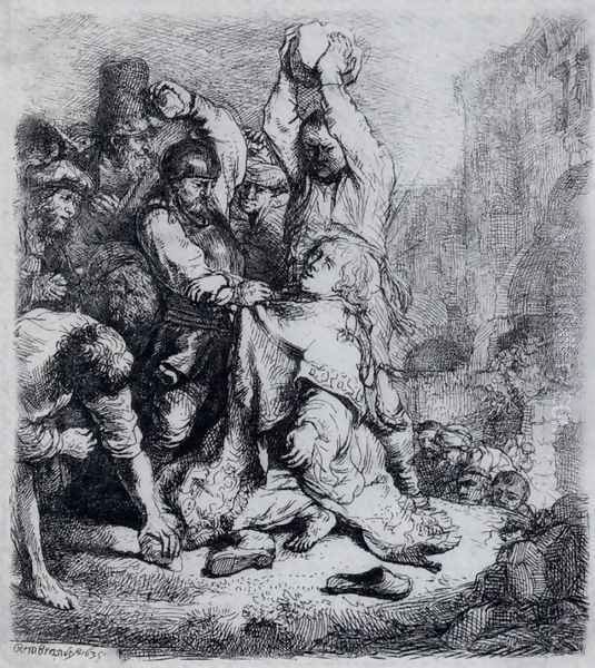 The Stoning Of St. Stephen 2 Oil Painting by Harmenszoon van Rijn Rembrandt