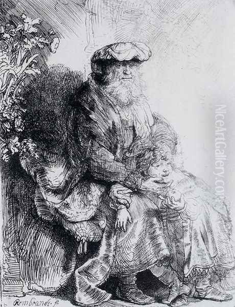 Jacob Caressing Benjamin Oil Painting by Harmenszoon van Rijn Rembrandt