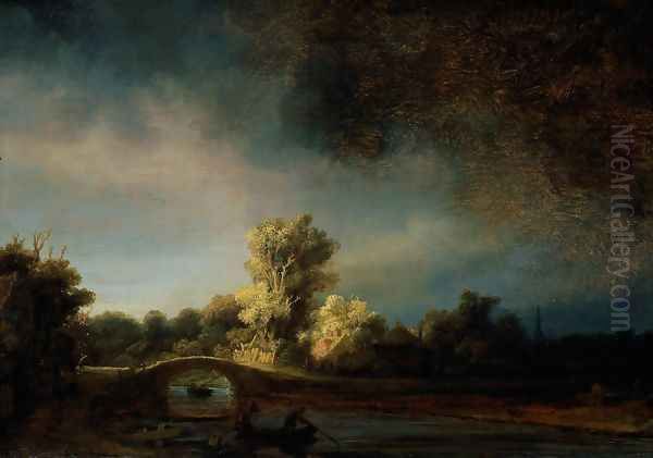 The Stone Bridge Oil Painting by Harmenszoon van Rijn Rembrandt