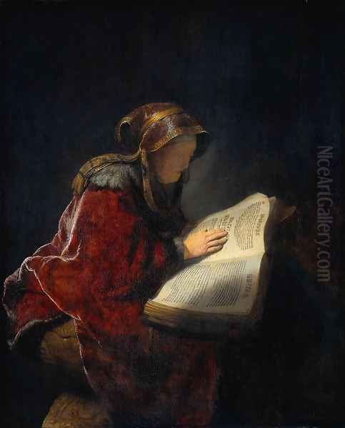 The Prophetess Anna (known as 'Rembrandt's Mother') Oil Painting by Harmenszoon van Rijn Rembrandt