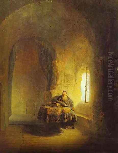 Philosopher Reading Oil Painting by Harmenszoon van Rijn Rembrandt