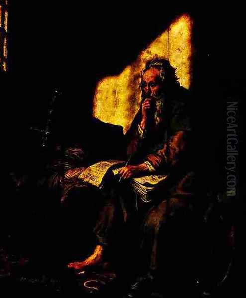 St. Paul in Prison Oil Painting by Harmenszoon van Rijn Rembrandt
