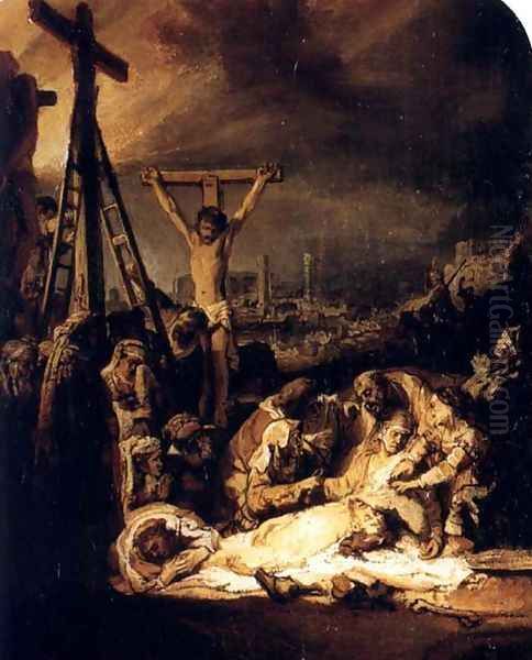 La Deploration Du Christ,londres 1635 Oil Painting by Harmenszoon van Rijn Rembrandt