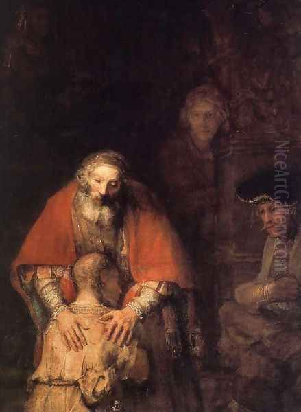 The Return of the Prodigal Son (detail -5) c. 1669 Oil Painting by Harmenszoon van Rijn Rembrandt