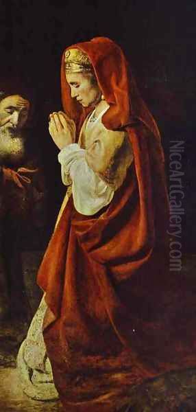 Sacrifice of Manoah. Detail Oil Painting by Harmenszoon van Rijn Rembrandt