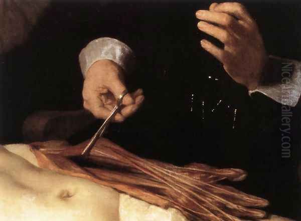 The Anatomy Lecture of Dr. Nicolaes Tulp (detail) 1632 Oil Painting by Harmenszoon van Rijn Rembrandt