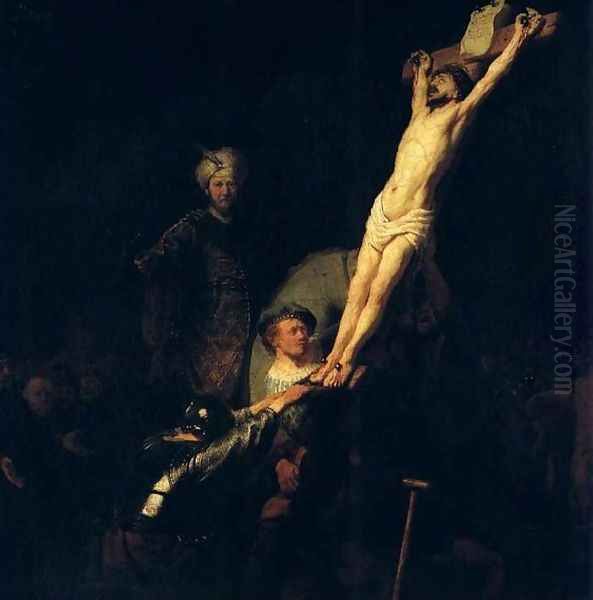 The raising of the cross,munich 1633 Oil Painting by Harmenszoon van Rijn Rembrandt