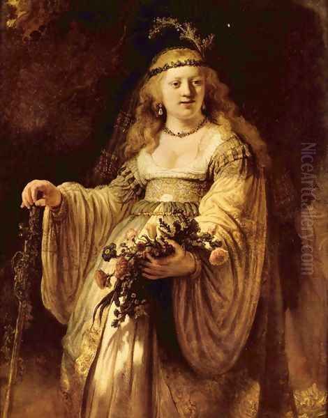 Portrait of Saskia Oil Painting by Harmenszoon van Rijn Rembrandt