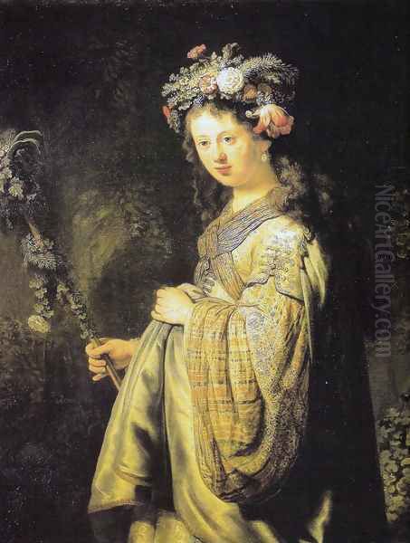Portrait of Saskia 1635 Oil Painting by Harmenszoon van Rijn Rembrandt