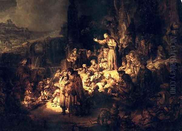 Predication De Jean Baptiste,berlin 1635 Oil Painting by Harmenszoon van Rijn Rembrandt