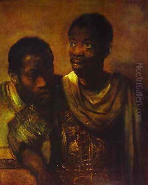 Two Negroes Oil Painting by Harmenszoon van Rijn Rembrandt