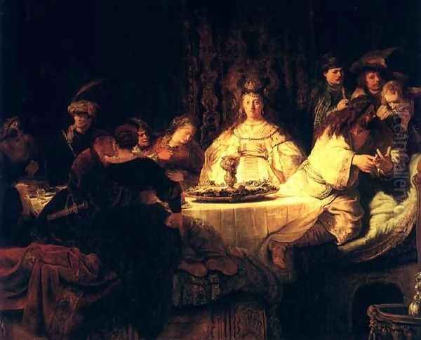 Samson Le Mariage Et L Enigme,dresde 1638 Oil Painting by Harmenszoon van Rijn Rembrandt