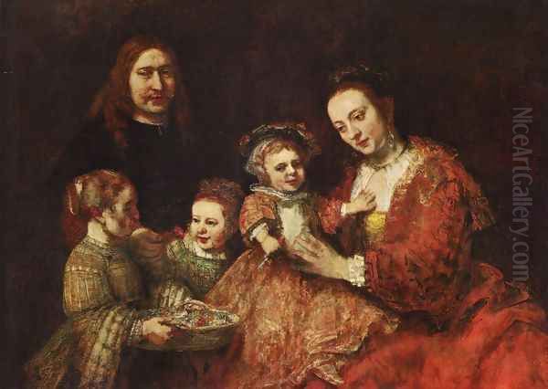Portrait De Famille,brunswick 1669 Oil Painting by Harmenszoon van Rijn Rembrandt