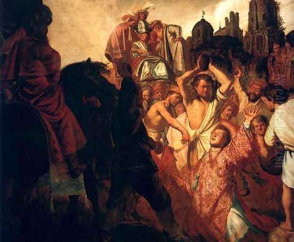 Lapidation De St Etienne.jpg Oil Painting by Harmenszoon van Rijn Rembrandt
