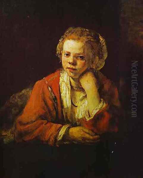Young Girl at the Window Oil Painting by Harmenszoon van Rijn Rembrandt