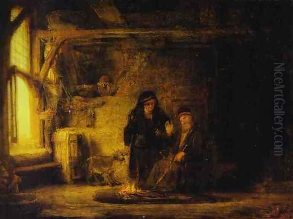 Tobit's Wife with a Goat Oil Painting by Harmenszoon van Rijn Rembrandt