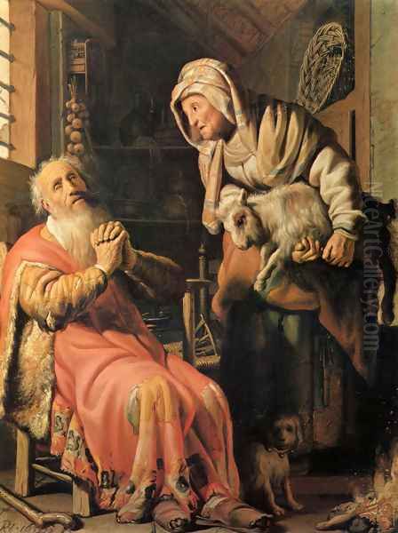 Tobias, Ann and the goat, amsterdam 1626 Oil Painting by Harmenszoon van Rijn Rembrandt