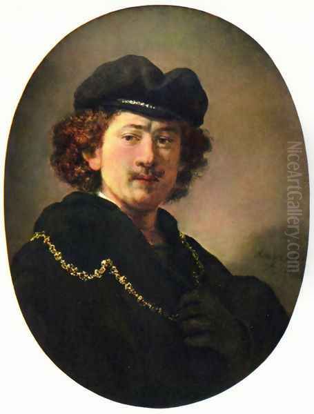 Self-Portrait with a Gold Chain Oil Painting by Harmenszoon van Rijn Rembrandt