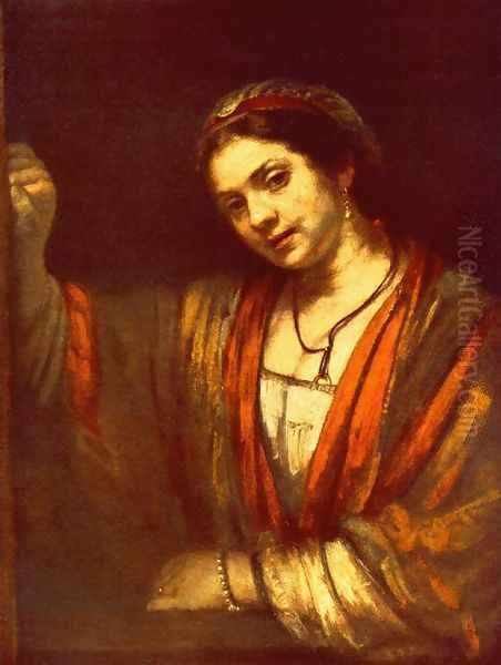 Hendrickje Stoffels in the Window Oil Painting by Harmenszoon van Rijn Rembrandt