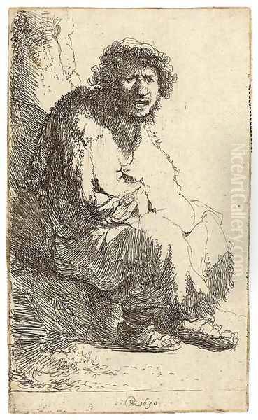 A Beggar seated on a Bank Oil Painting by Harmenszoon van Rijn Rembrandt