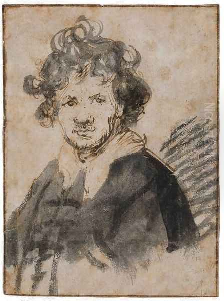 Self Portrait, 1629 Oil Painting by Harmenszoon van Rijn Rembrandt