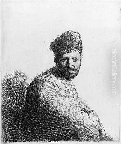 A bearded Man in a furred oriental Cap and Robe the Artist's Father Oil Painting by Harmenszoon van Rijn Rembrandt