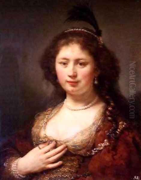 Lady with a Plume Oil Painting by Harmenszoon van Rijn Rembrandt