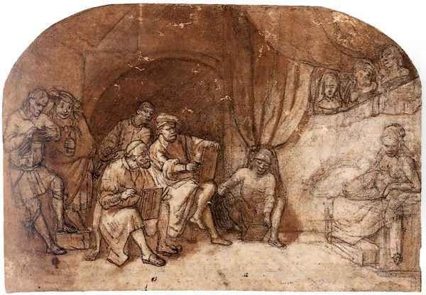 Drawing from the Nude Model in Rembrandt's Studio Oil Painting by Harmenszoon van Rijn Rembrandt