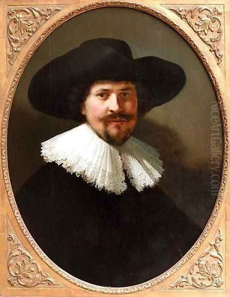 Portrait of a Man in a Black Hat Oil Painting by Harmenszoon van Rijn Rembrandt