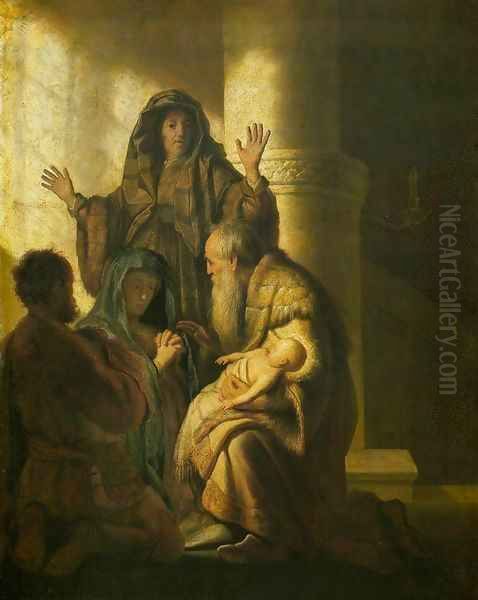 Simeon and Anna Recognize the Lord in Jesus Oil Painting by Harmenszoon van Rijn Rembrandt