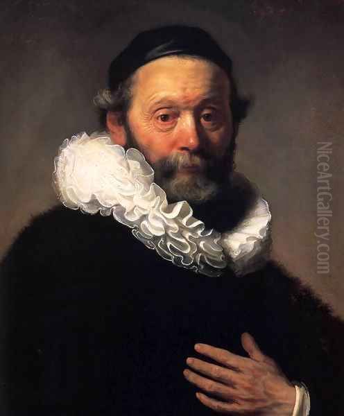 Portrait of Johannes Wtenbogaert (detail) Oil Painting by Harmenszoon van Rijn Rembrandt