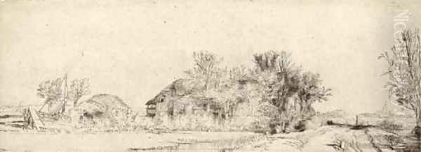 Landscape with a Road beside a Canal Oil Painting by Harmenszoon van Rijn Rembrandt