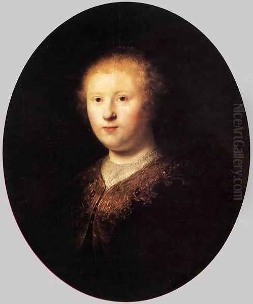 Portrait of a Young Woman Oil Painting by Harmenszoon van Rijn Rembrandt