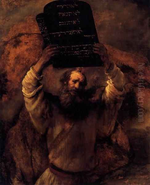 Moses Smashing the Tablets of the Law Oil Painting by Harmenszoon van Rijn Rembrandt