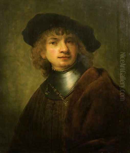 A youth in a cap and gorget Oil Painting by Harmenszoon van Rijn Rembrandt