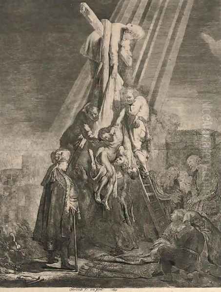 The Descent from the Cross Second Plate Oil Painting by Harmenszoon van Rijn Rembrandt