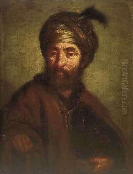 A man, half-length, in oriental dress Oil Painting by Harmenszoon van Rijn Rembrandt
