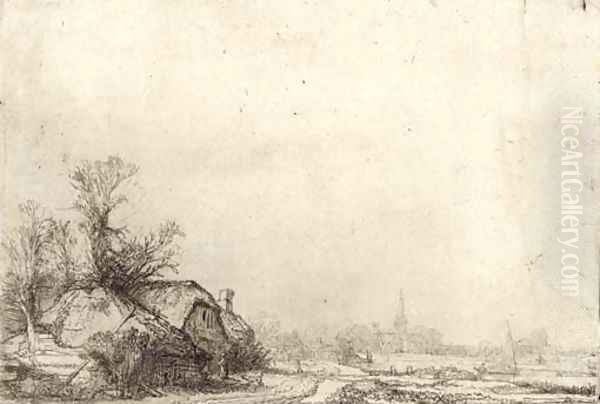 Cottage beside a Canal A View of Diemen Oil Painting by Harmenszoon van Rijn Rembrandt