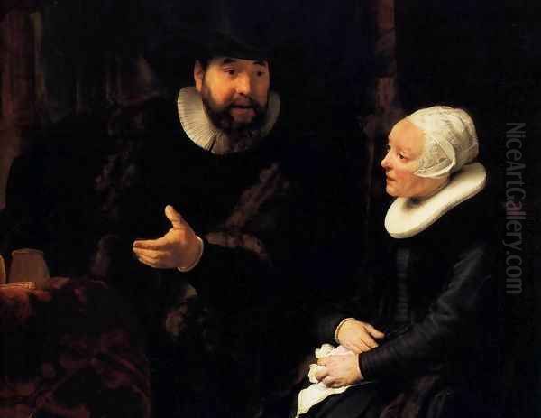 The Mennonite Minister Cornelis Claesz. Anslo in Conversation with his Wife, Aal Oil Painting by Harmenszoon van Rijn Rembrandt