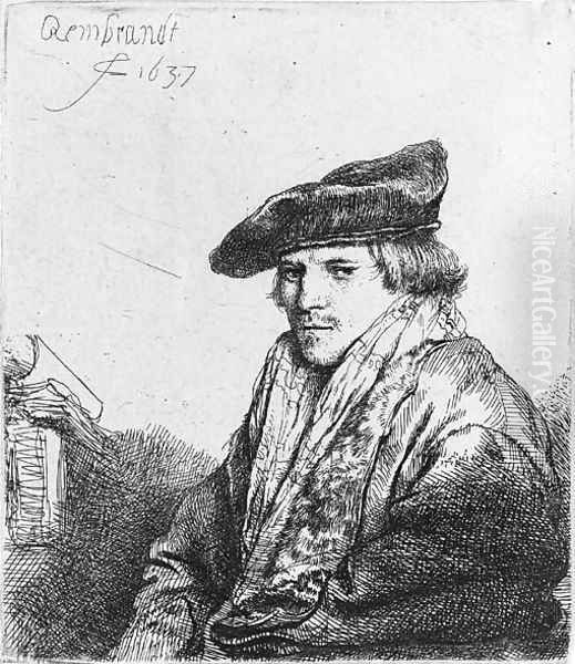 A Young Man in a Velvet Cap (Ferdinand Bol) Oil Painting by Harmenszoon van Rijn Rembrandt