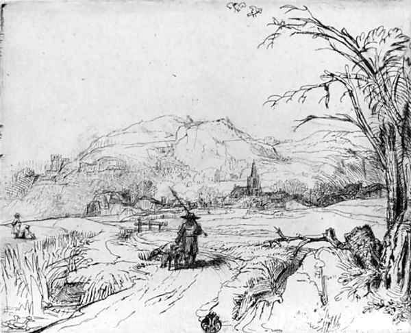 Landscape with Sportsman and Dog Oil Painting by Harmenszoon van Rijn Rembrandt