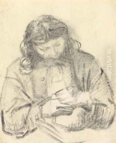 Seated man, half length, at work Oil Painting by Harmenszoon van Rijn Rembrandt