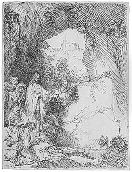 The Raising of Lazarus Small Plate Oil Painting by Harmenszoon van Rijn Rembrandt