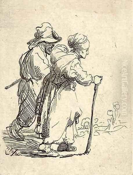 Two Tramps; a Man and a Woman Oil Painting by Harmenszoon van Rijn Rembrandt